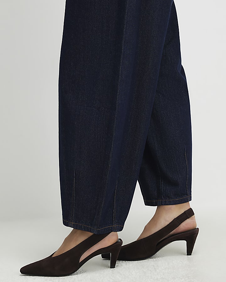 River Island Petite Blue Pull On Barrel Jeans