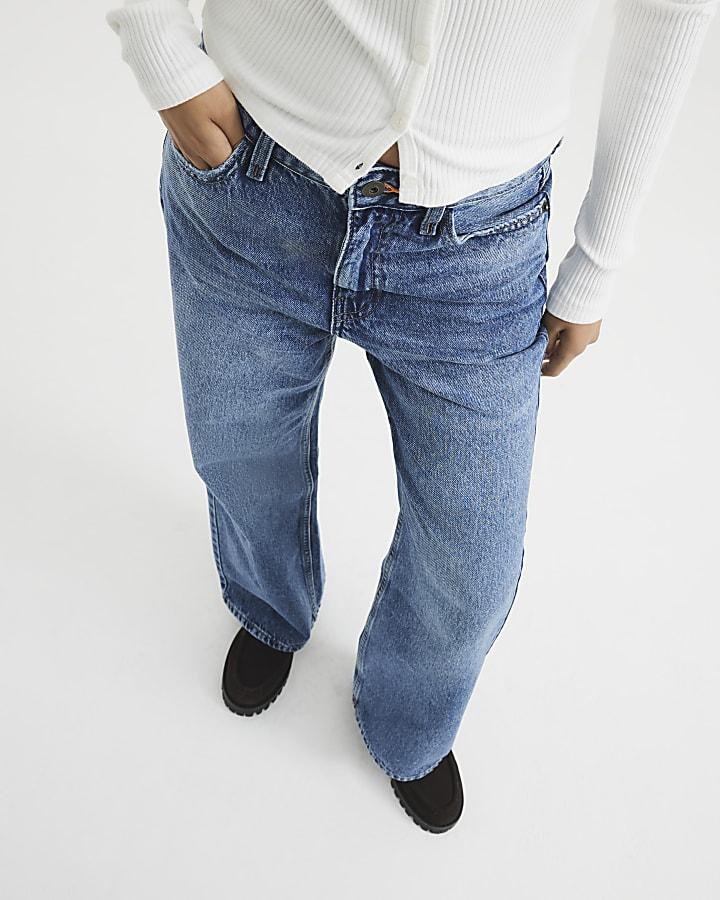 River Island Petite Blue Relaxed Straight Jeans