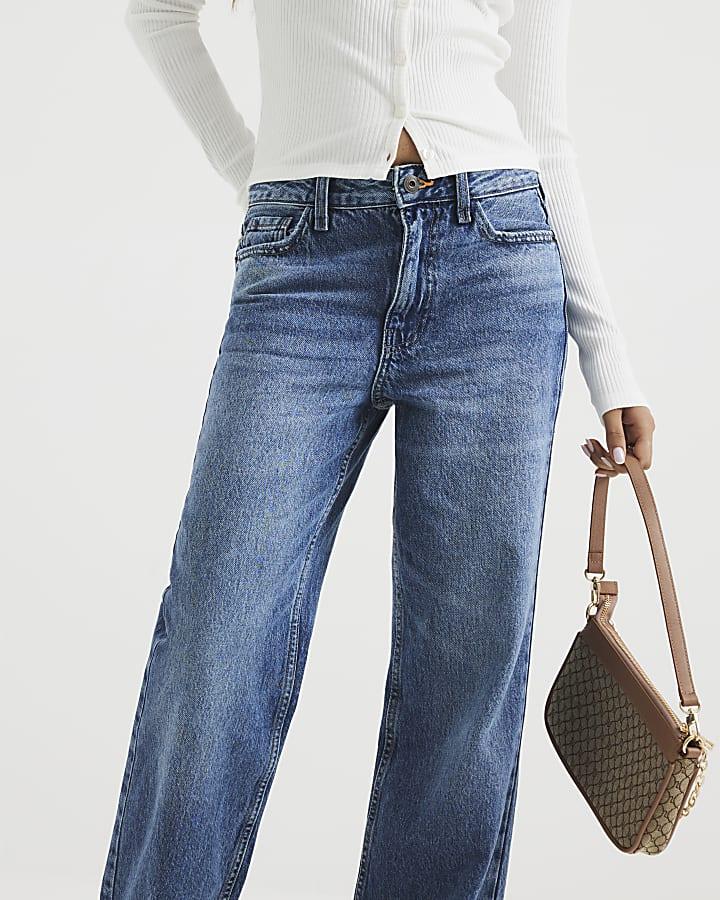 River Island Petite Blue Relaxed Straight Jeans