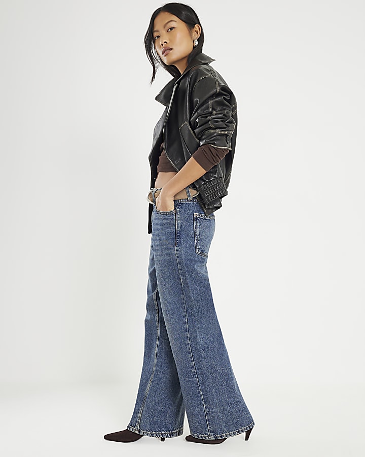 River Island Petite Blue Relaxed Straight Jeans