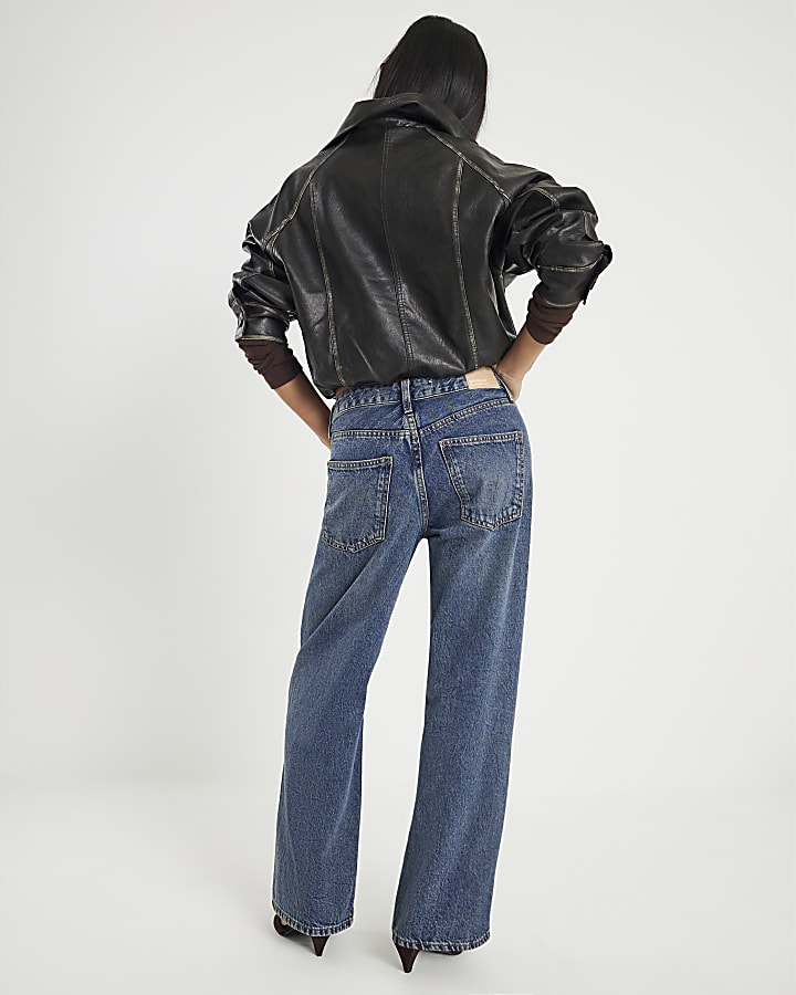 River Island Petite Blue Relaxed Straight Jeans