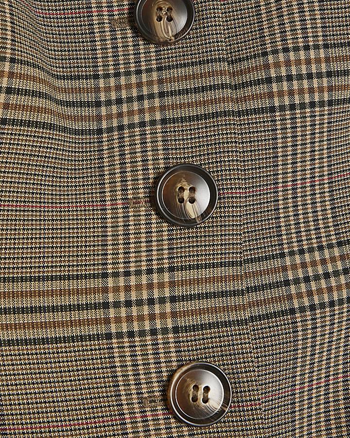River Island Petite Brown Check Print Bandeau Top