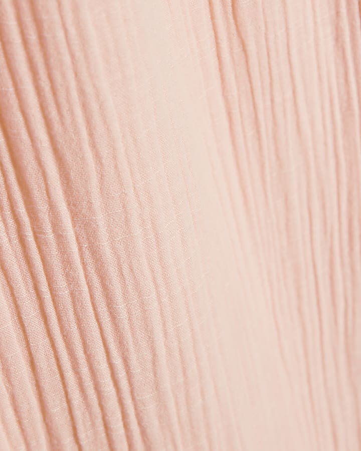 River Island Petite Pink Crinkle Wide Leg Trousers