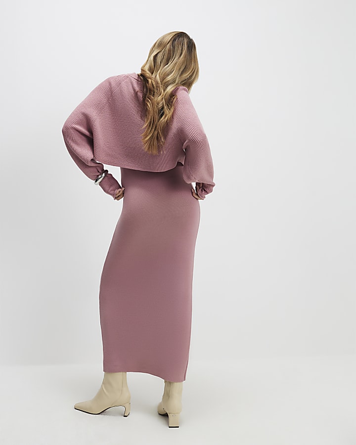 River Island Pink 2 In 1 Jumper Maxi Dress