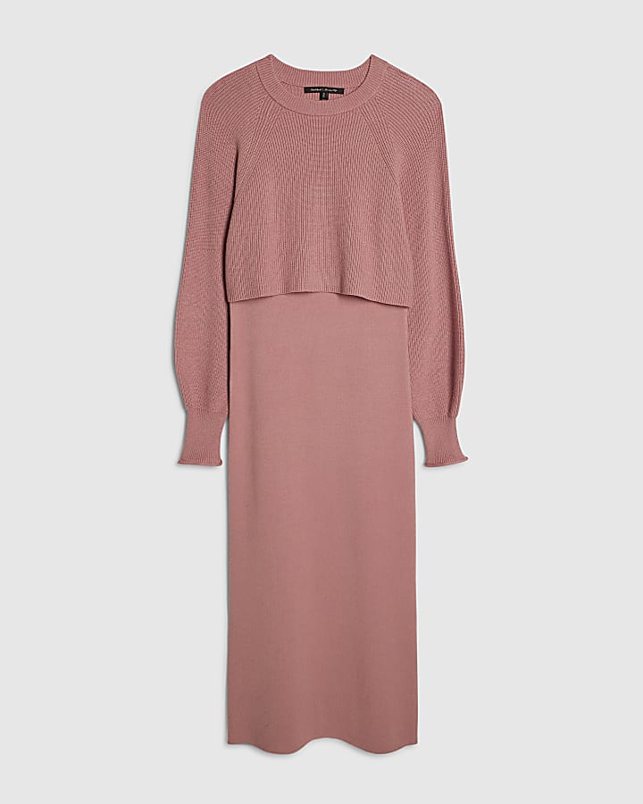 river island Pink 2 In 1 Jumper Maxi Dress