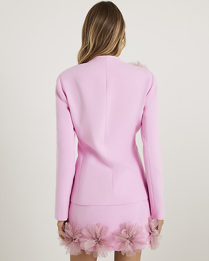 River Island Pink 3D Flower Mini Skirt