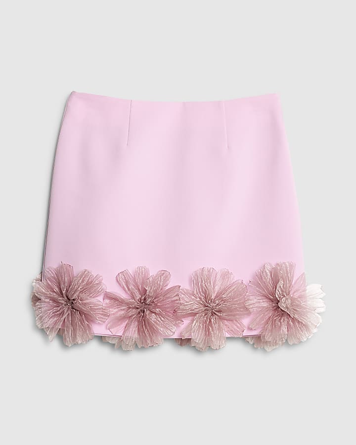 river island Pink 3D flower mini skirt