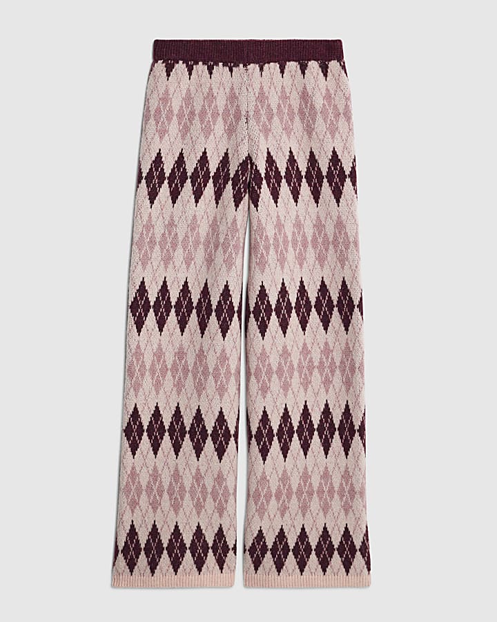 river island Pink Argyle Knit Trousers