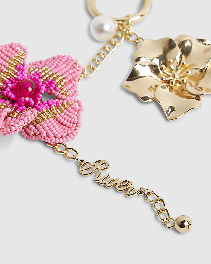 river island Pink Beaded Flower Charm