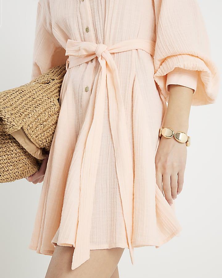 River Island Pink Belted Mini Shirt Dress