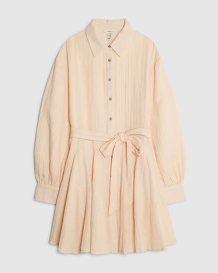river island Pink Belted Mini Shirt Dress