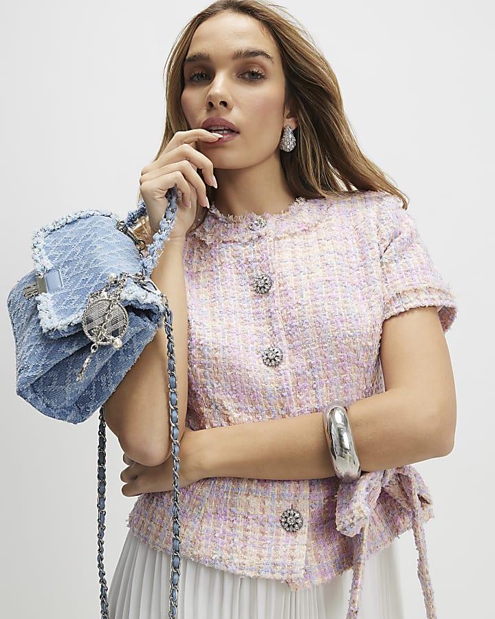 River Island Pink Boucle Hybrid Mini Dress