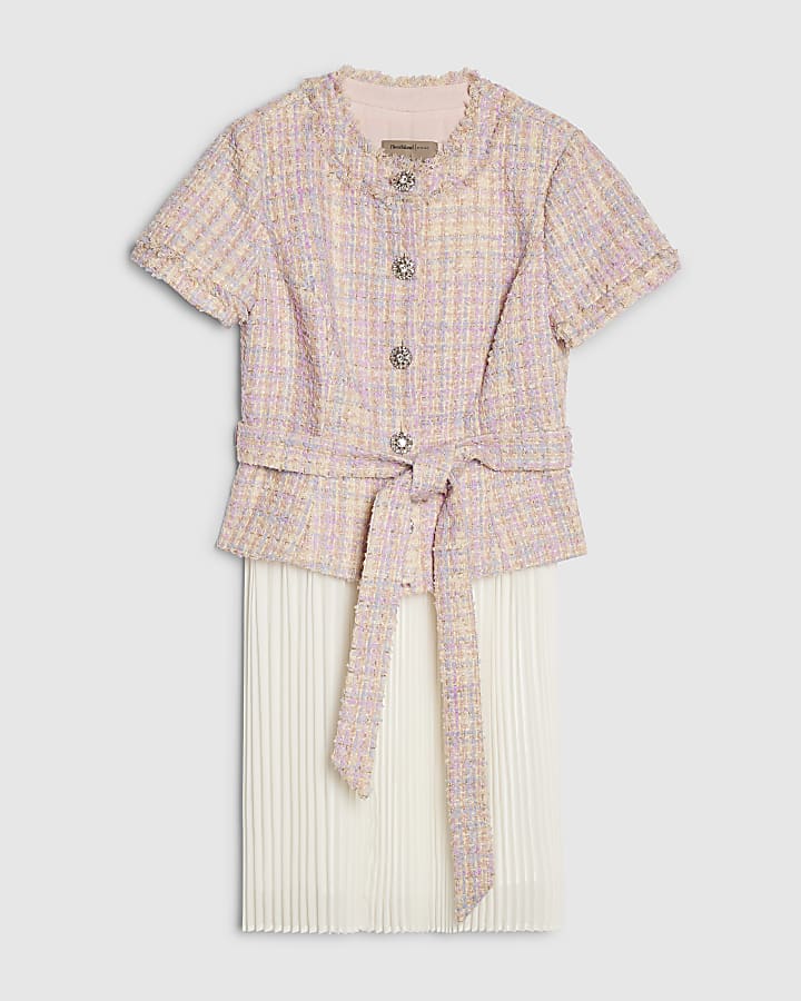 river island Pink Boucle Hybrid Mini Dress