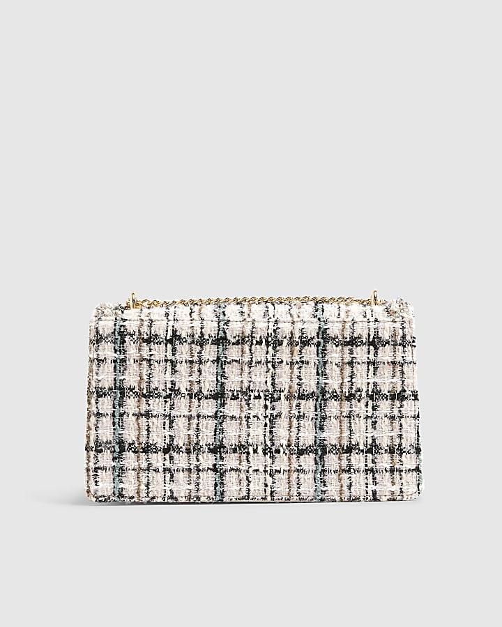 River Island Pink Boucle Panelled Shoulder Bag