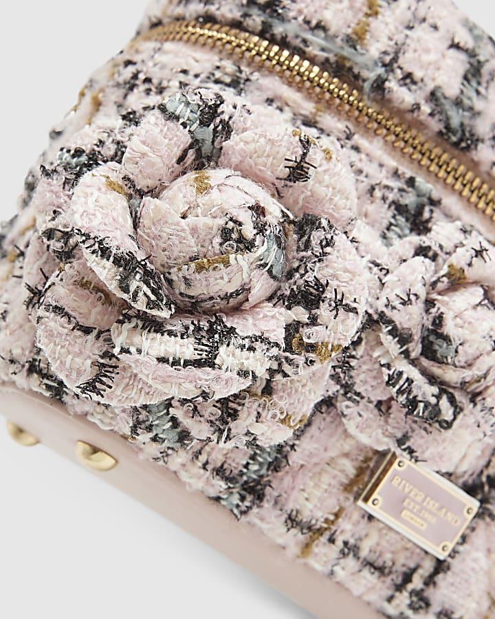 River Island Pink Boucle Pearl Handle Bag