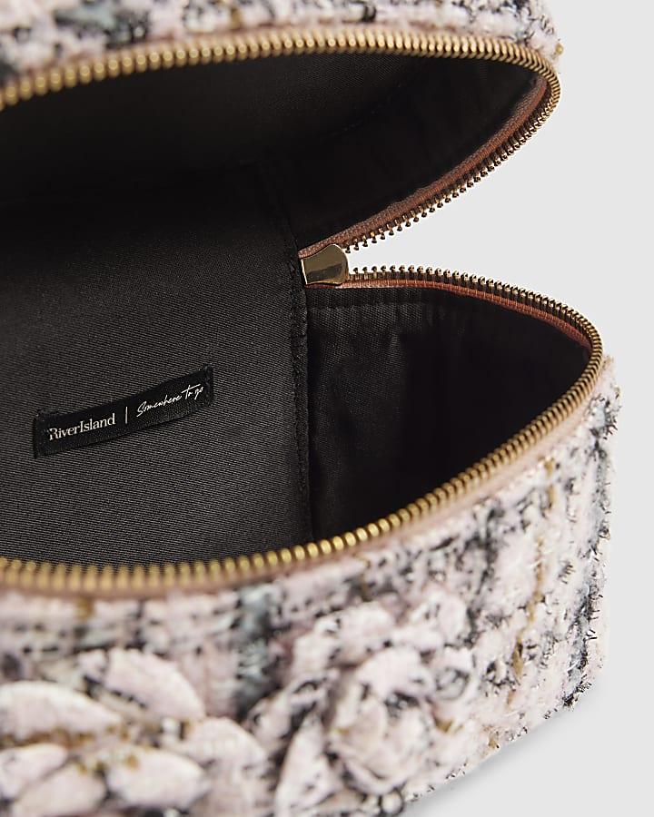 river island Pink Boucle Pearl Handle Bag