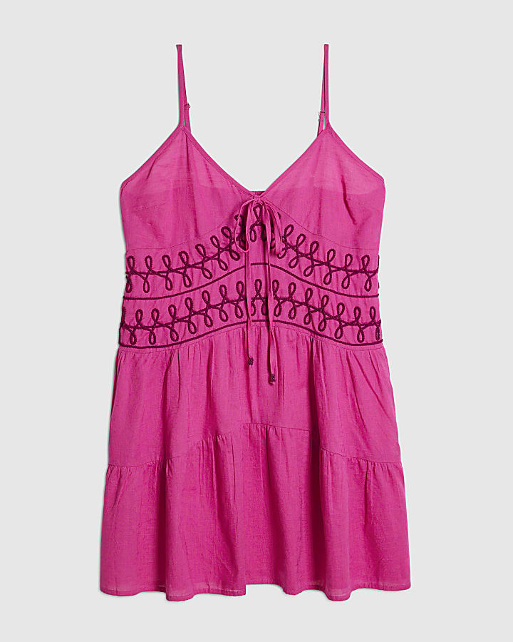 river island Pink Cornelli Mini Beach Dress