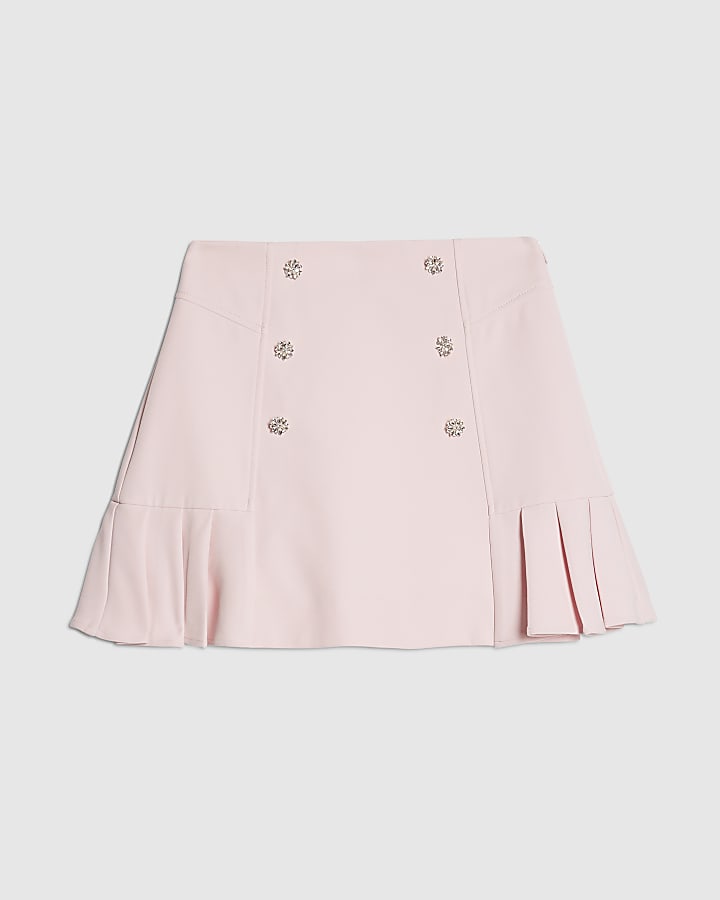 river island Pink Diamante Pleated Mini Skirt