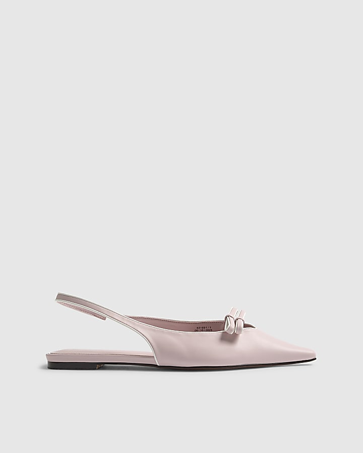 River Island Pink Double Bow Sling Back Flat Shoes