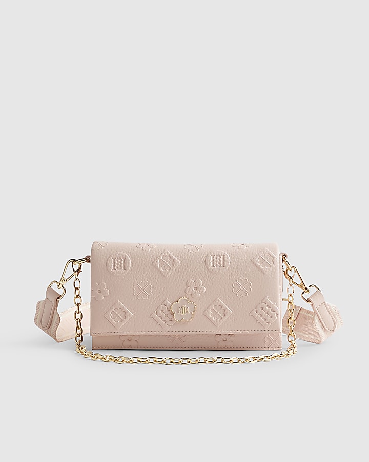 River Island Pink Embossed Monogram Cross Body Bag
