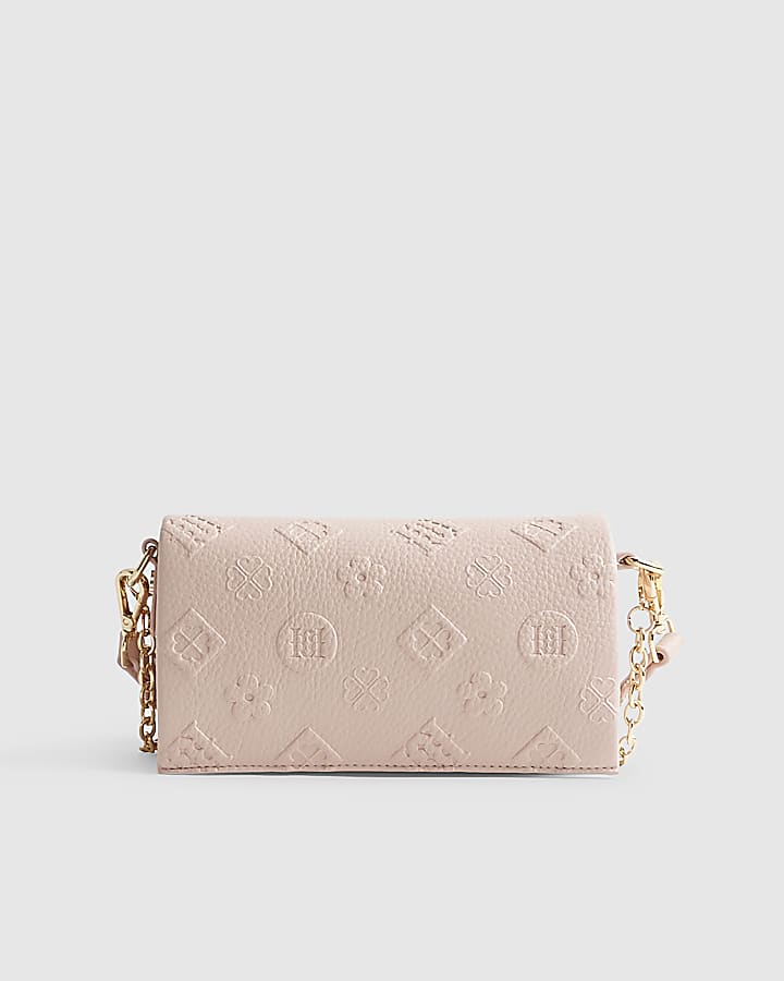 River Island Pink Embossed Monogram Cross Body Bag