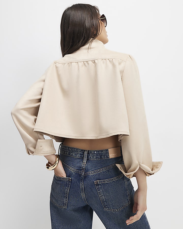 River Island Pink Faux Suede Long Sleeve Jacket