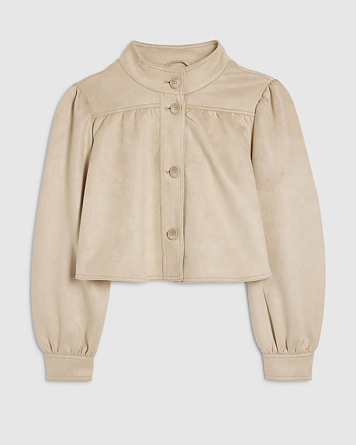 river island Pink Faux Suede Long Sleeve Jacket