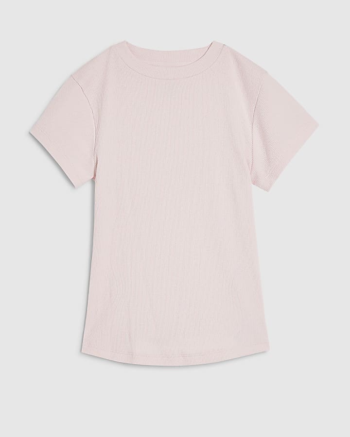 river island Pink Fitted Ribbed T-shirt
