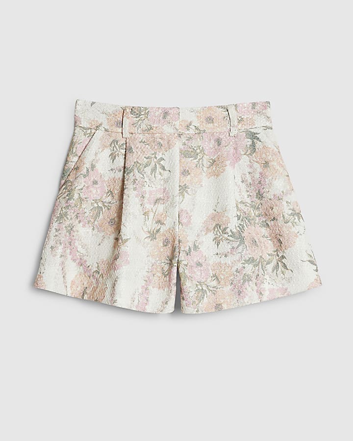 river island Pink Floral Boucle Shorts