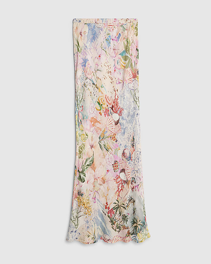 river island Pink Graphic Print Maxi Beach Skirt