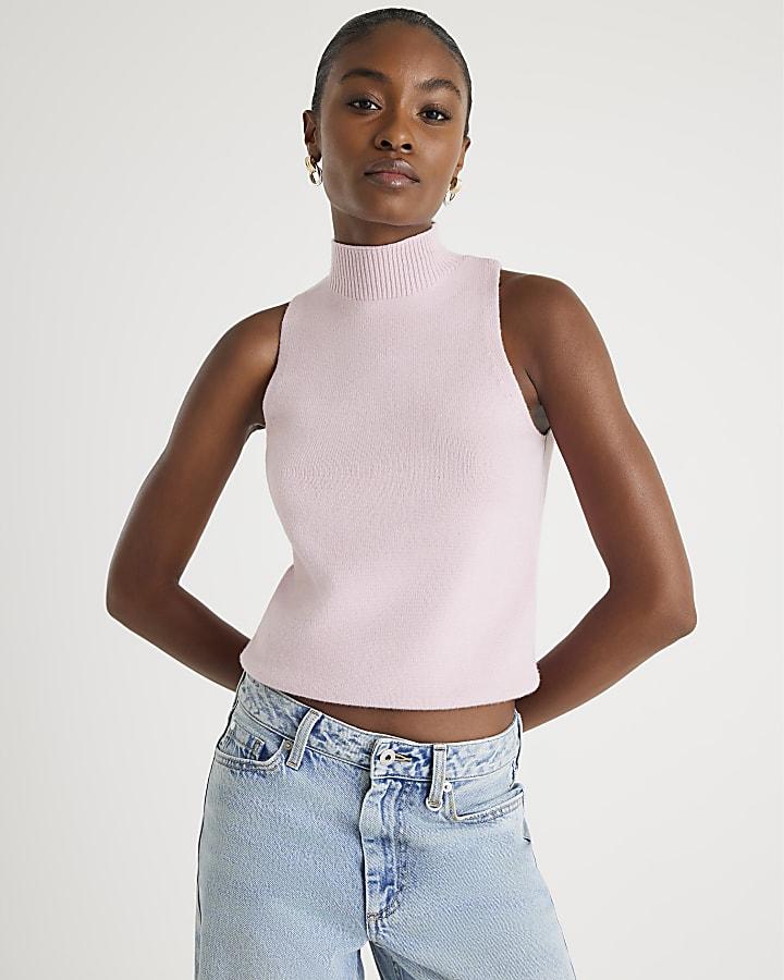 River Island Pink Knit 2 In 1 Shrug Top