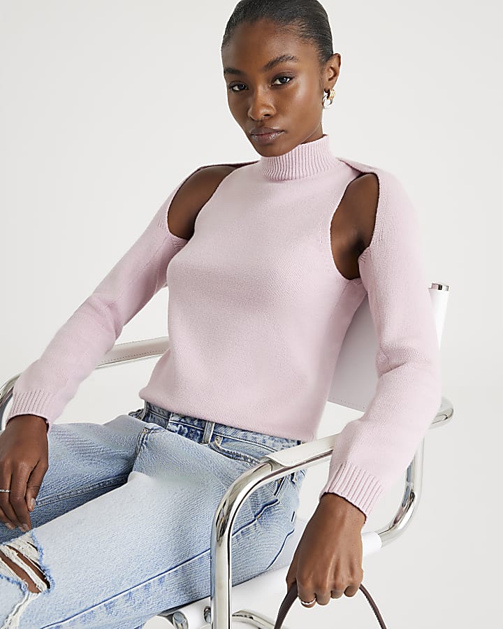 River Island Pink Knit 2 In 1 Shrug Top