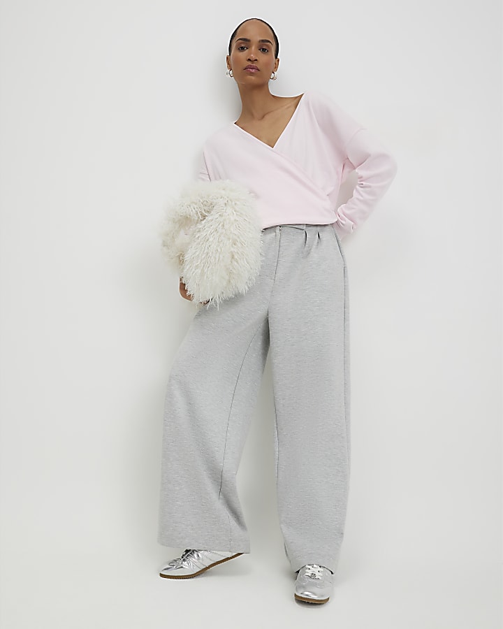 River Island Pink Long Sleeve Wrap Front Hoodie