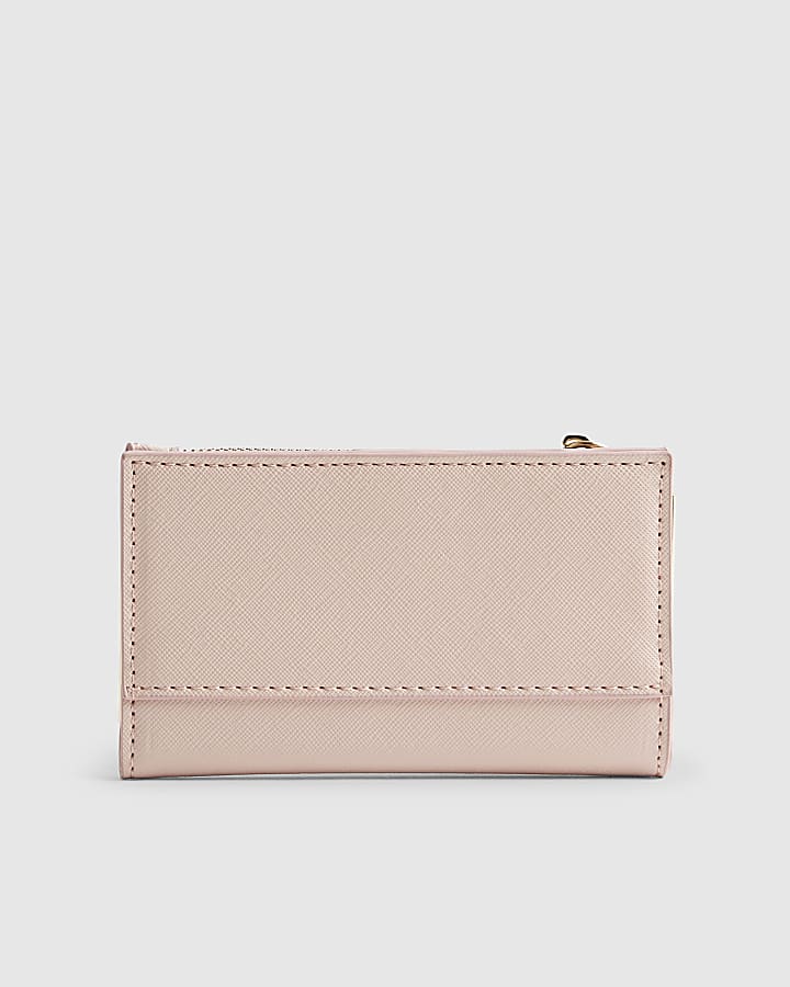 River Island Pink Monogram Metal Corner Purse