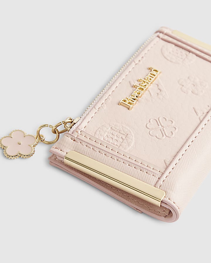 River Island Pink Monogram Metal Corner Purse