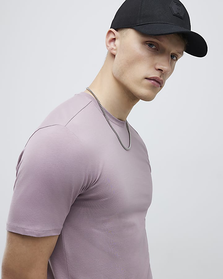 River Island Pink Muscle Fit Short Sleeve T-shirt