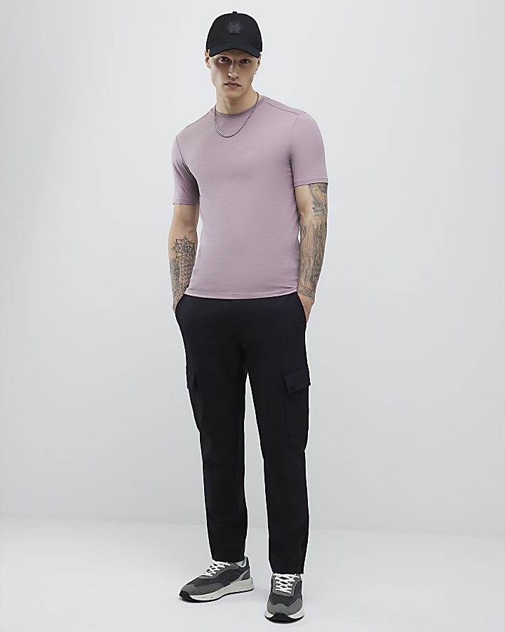 River Island Pink Muscle Fit Short Sleeve T-shirt