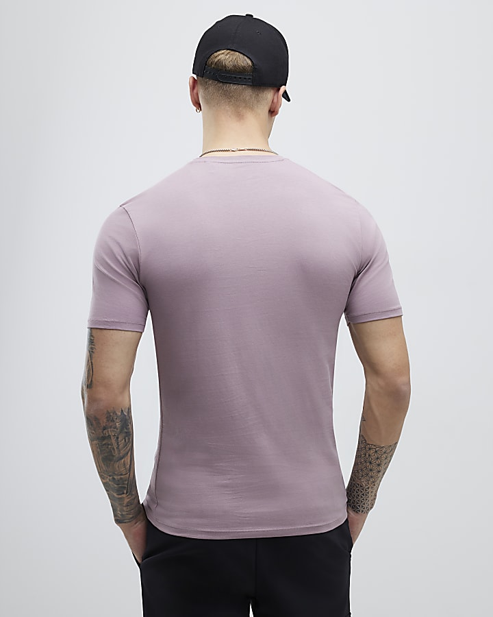 River Island Pink Muscle Fit Short Sleeve T-shirt