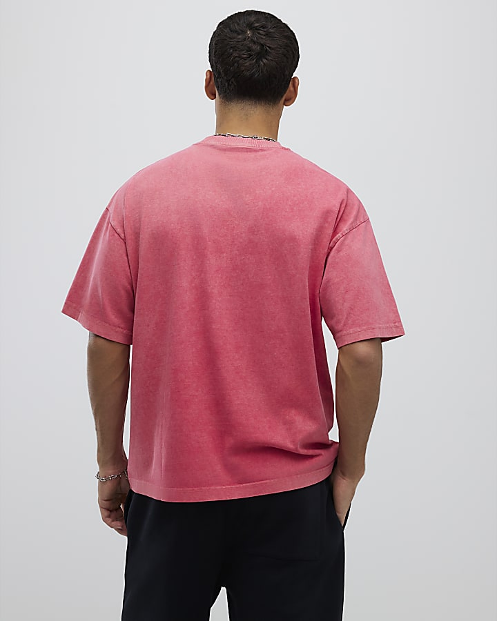 River Island Pink Oversized Fit Rise Above T-Shirt