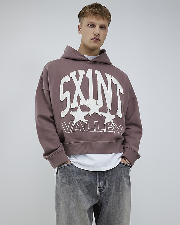 river island Pink Oversized Fit Saint Paris Hoodie