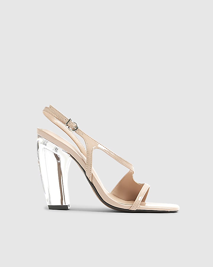 River Island Pink Perspex Block Heeled Sandals