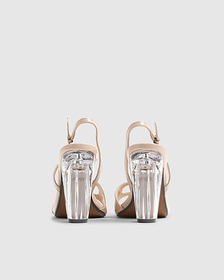 River Island Pink Perspex Block Heeled Sandals