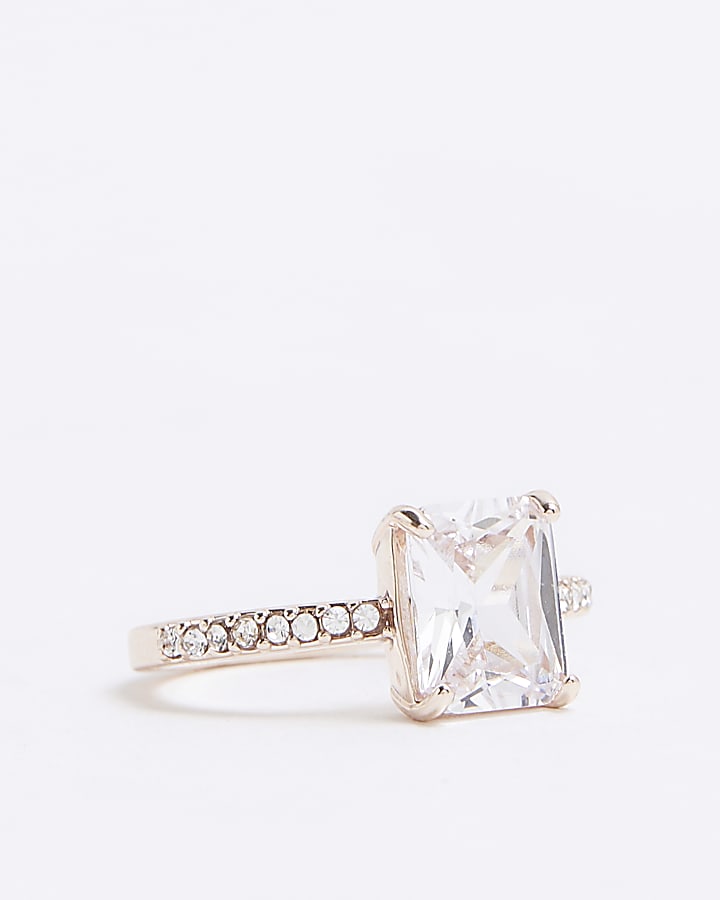 River Island Pink Rose Gold Cubic Zirconia Ring