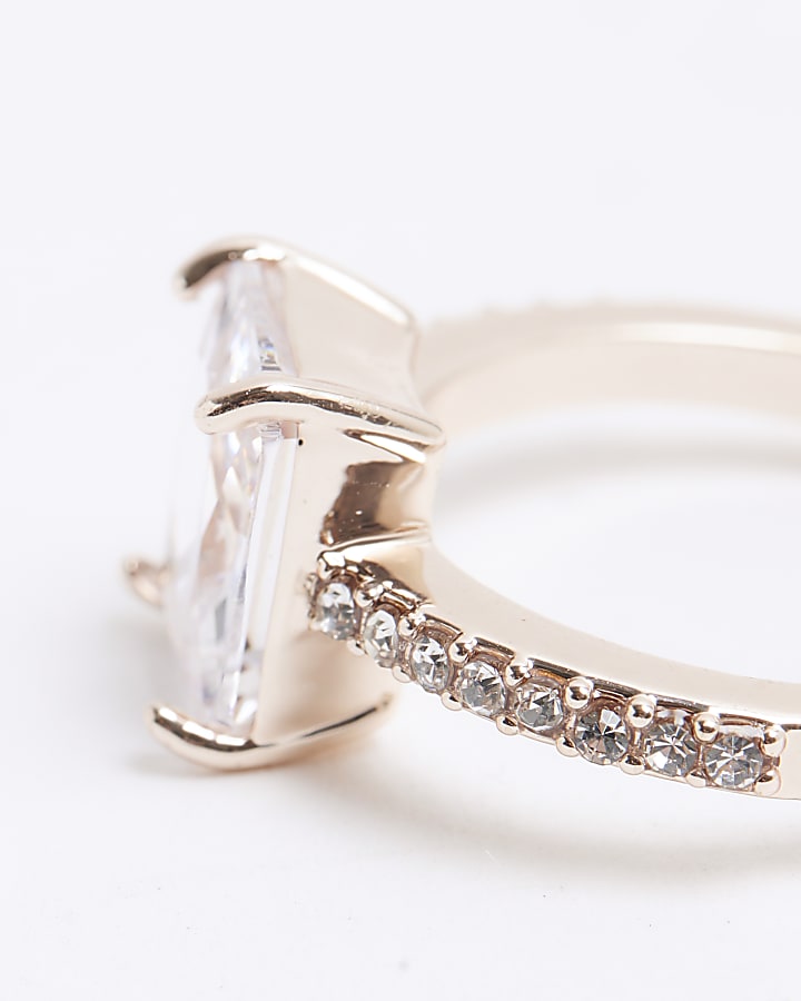 River Island Pink Rose Gold Cubic Zirconia Ring