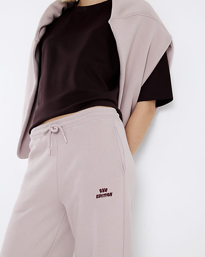 River Island Pink RVR Edition Wide Leg Joggers