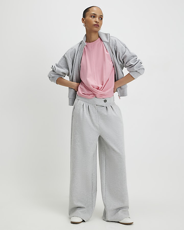 River Island Pink Short Sleeve Twist Front T-shirt