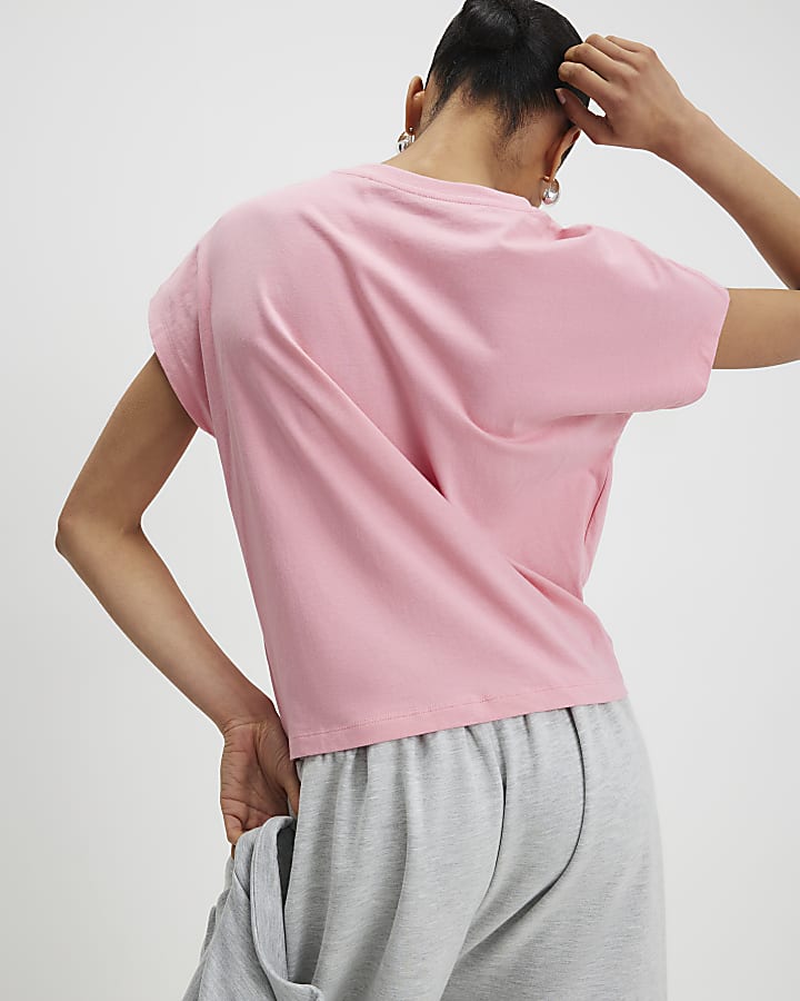 River Island Pink Short Sleeve Twist Front T-shirt