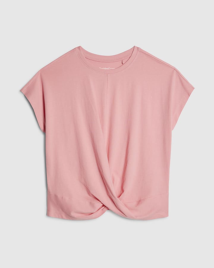 river island Pink Short Sleeve Twist Front T-shirt