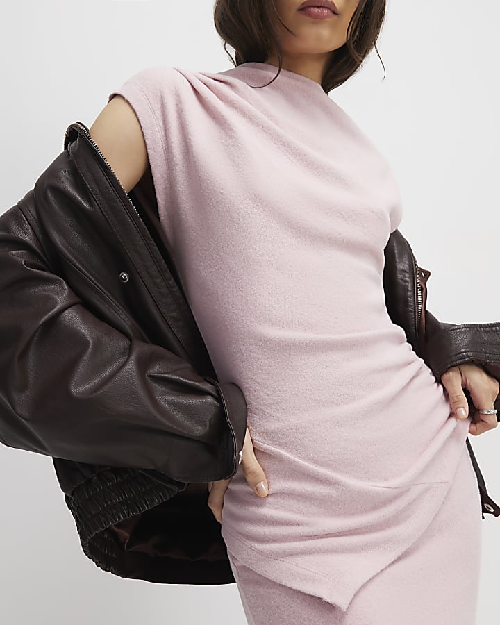 River Island Pink Sleeveless Cosy Drape Top