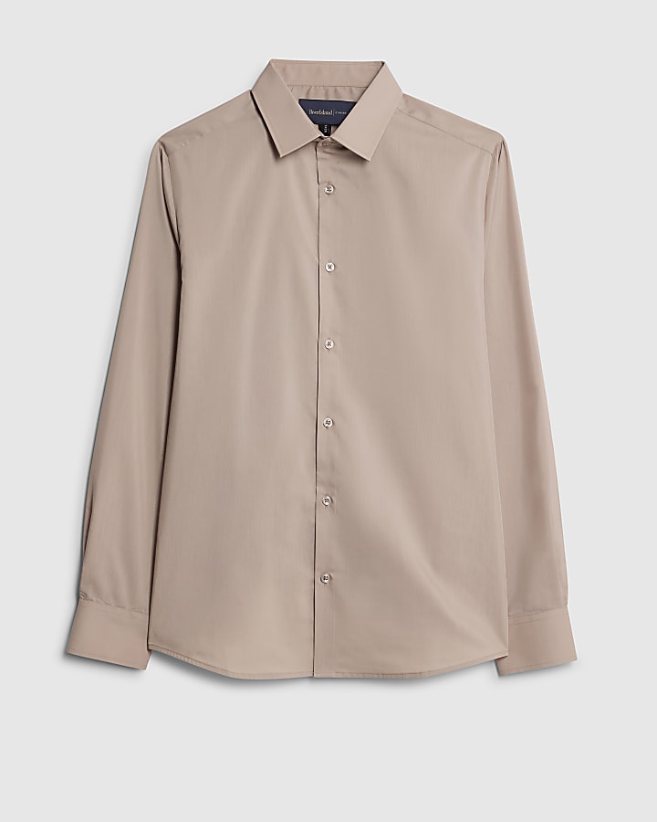 river island Pink Slim Fit Long Sleeve Shirt